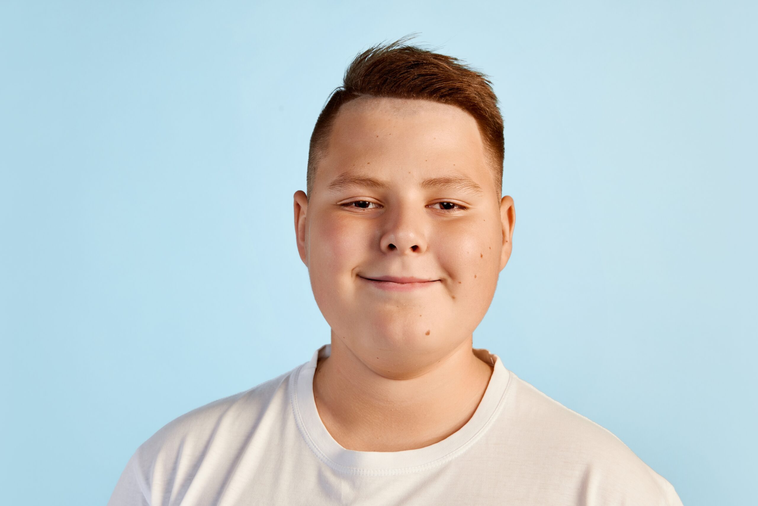 Cute,Smiling,Boy,Looking,At,Camera.,Teen,Boy,In,White